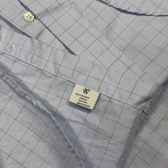 Canali Impeccabile Dress Shirt Italy Check Blue Long Sleeve Cotton 15 3/4 Medium - Picture 9 of 9